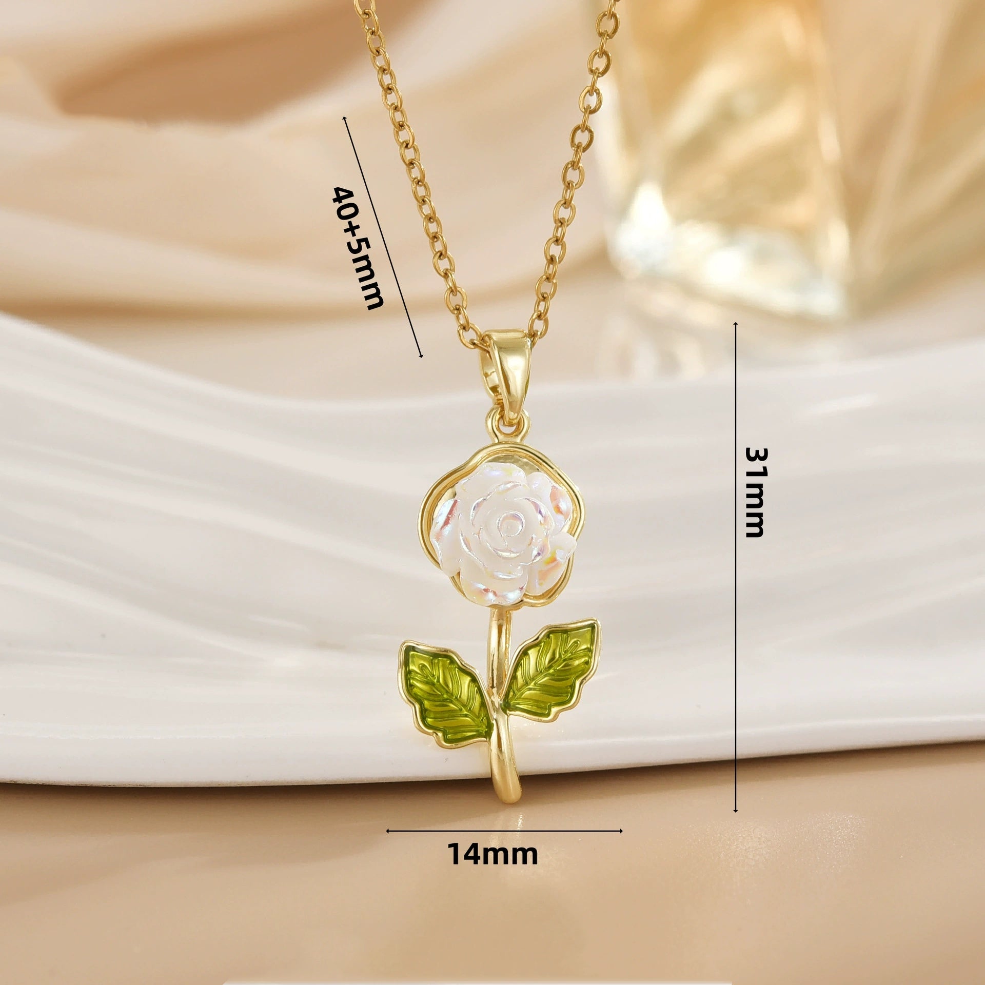 Damen Laser Gardenia Anhänger Halskette Modische und vielseitige Schlüsselbeinkette