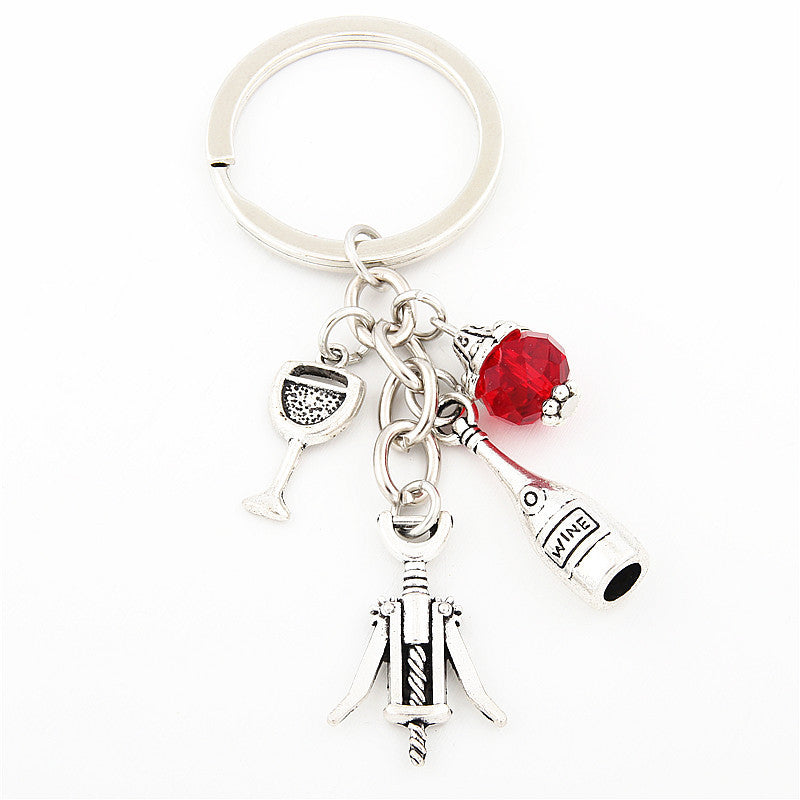 Llavero sacacorchos de metal creativo para amantes del vino