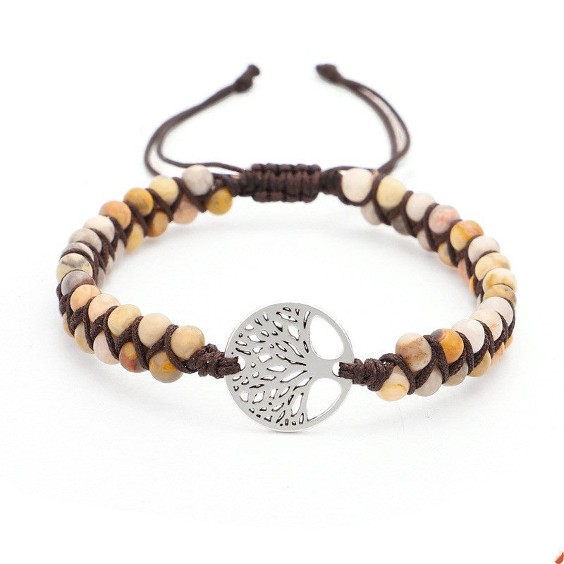 Armband mit doppeltem Lebensbaum und geflochtenem Garn