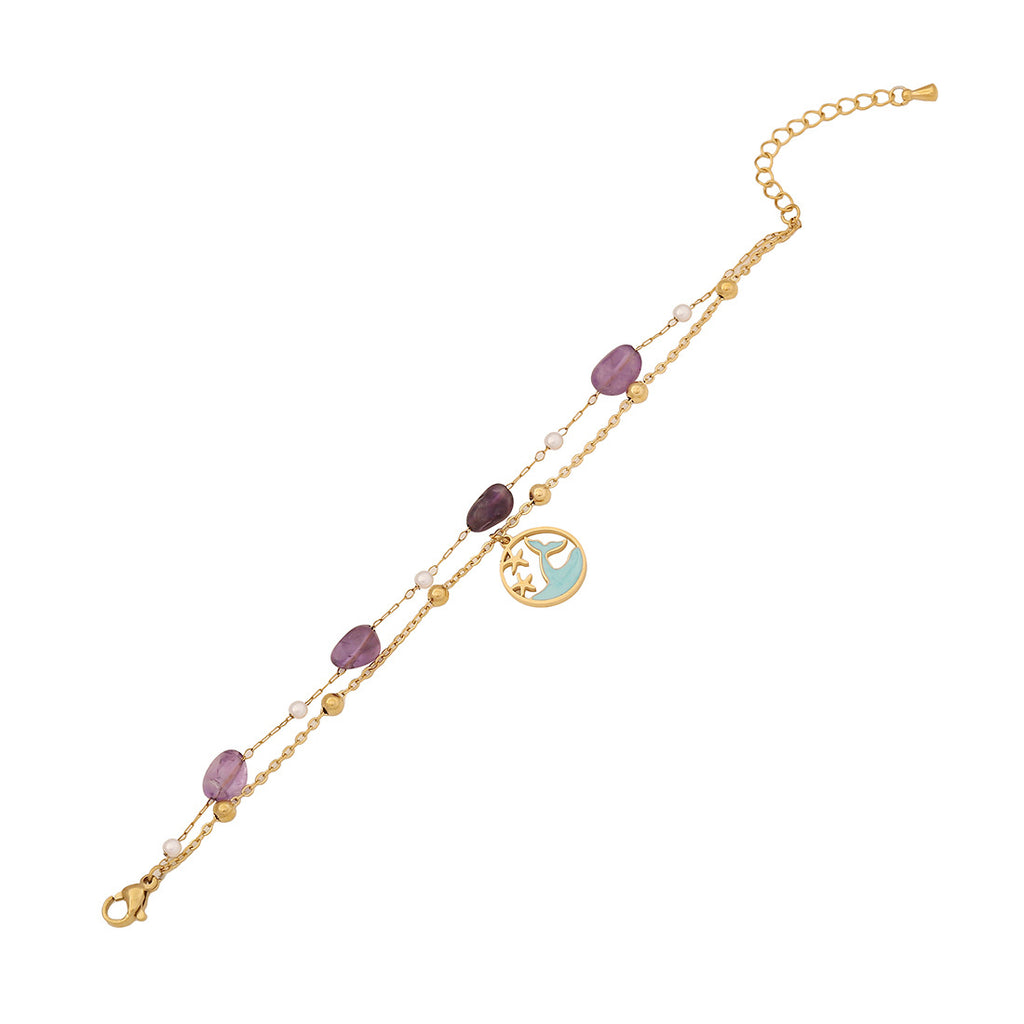 Sommer Muschel Seestern Armband Natursteinarmband