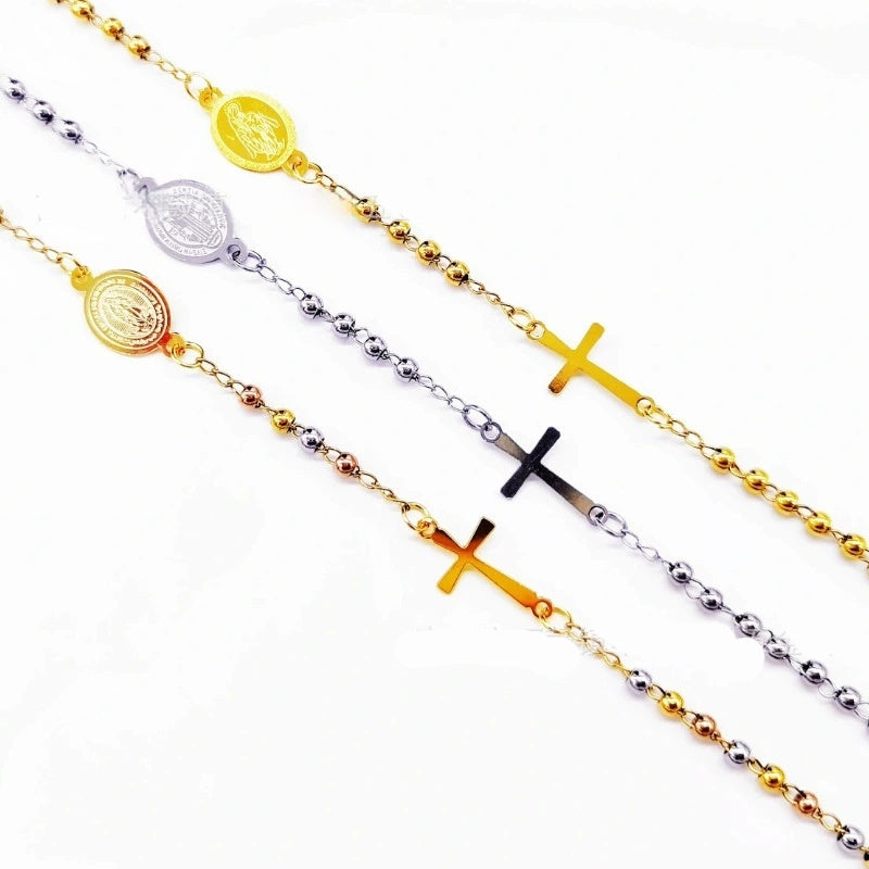 Stainless Steel Bead Cross Bracelet Jewelry Accessories