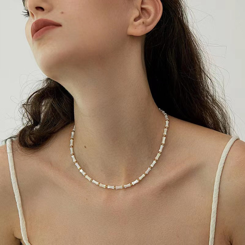 Women's Fashionable Elegant Natural Shell Bamboo Necklace