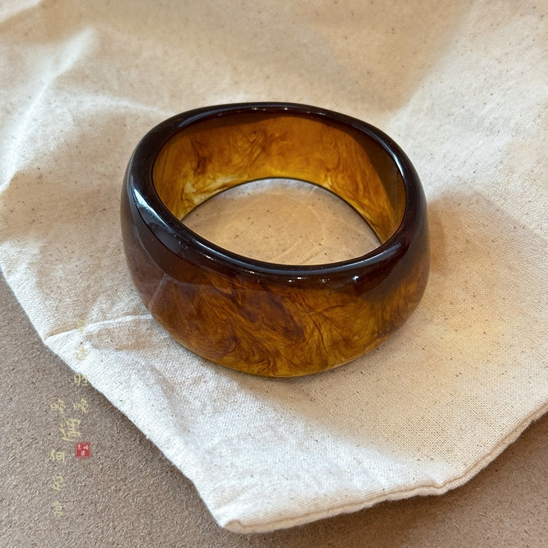 Irregular Wide-brimmed Acrylic Acetate Bracelet For Women