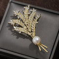 Female European And American Niche Design Zircon Pearl Brooch
