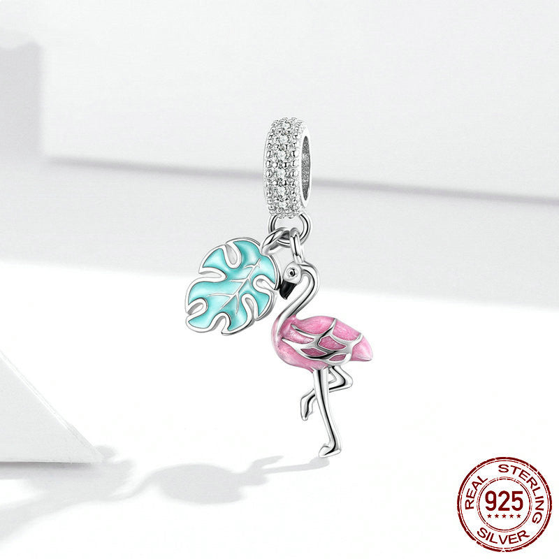 Flamingo Armband Zubehör aus Sterlingsilber mit losem Perlen-Design
