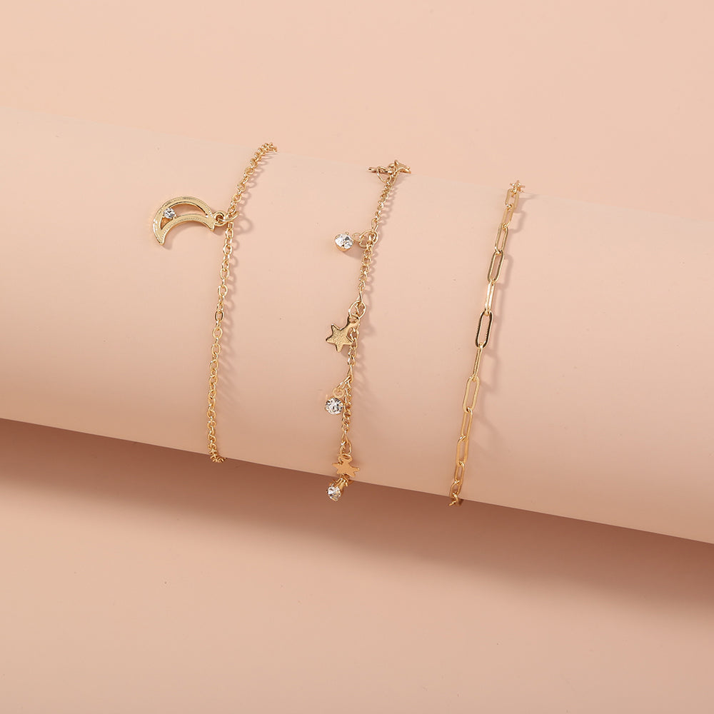 Accesorios de diseño con combinación creativa, borla de estrella y luna fresca, pulsera Maestros sencilla y fácil de llevar