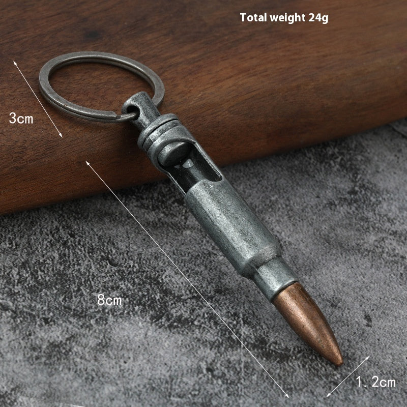 Llaveros de metal con abrebotellas tipo bala, colgante creativo
