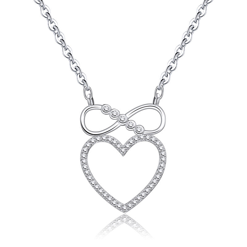 Heart-shaped Bow Zircon Pendant Clavicle Chain Jewelry Necklace