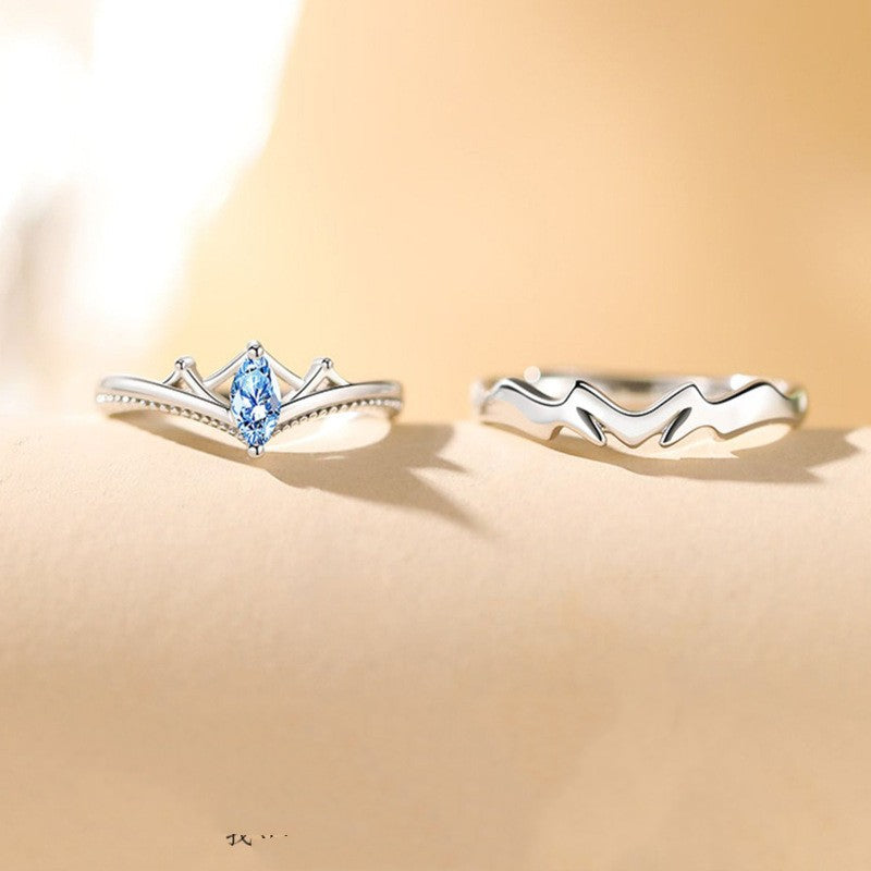 Valentinstagsgeschenk Mode Blauer Diamant Krone Ring