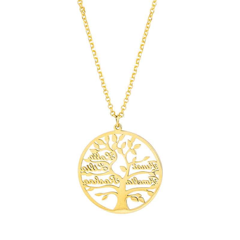 Personalized Tree Of Life Shape Titanium Name Necklace