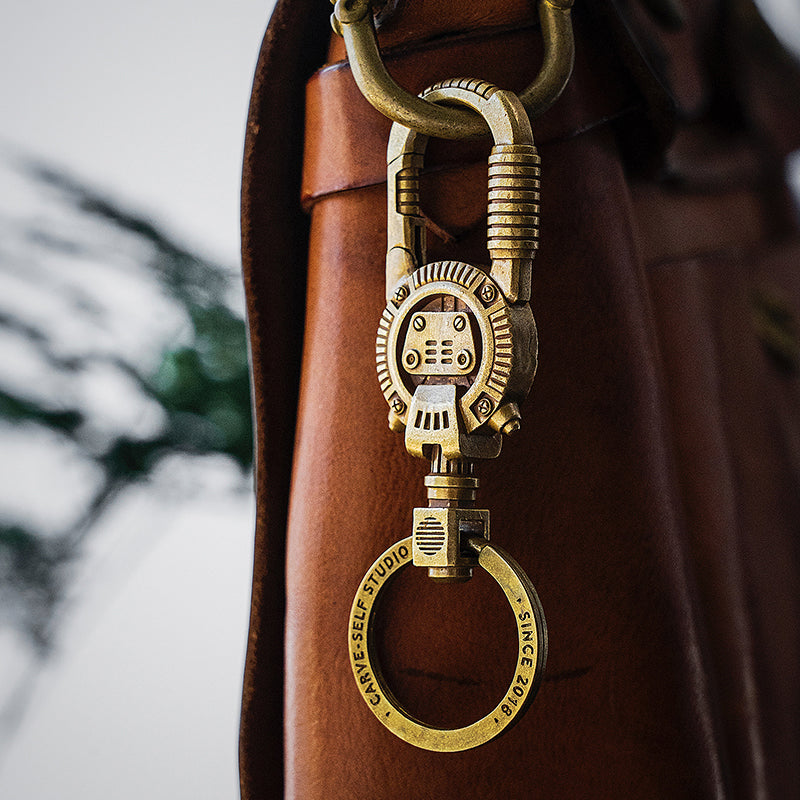 Llavero Colgante de Bolso Steampunk Retro Mecánico de Latón Puro