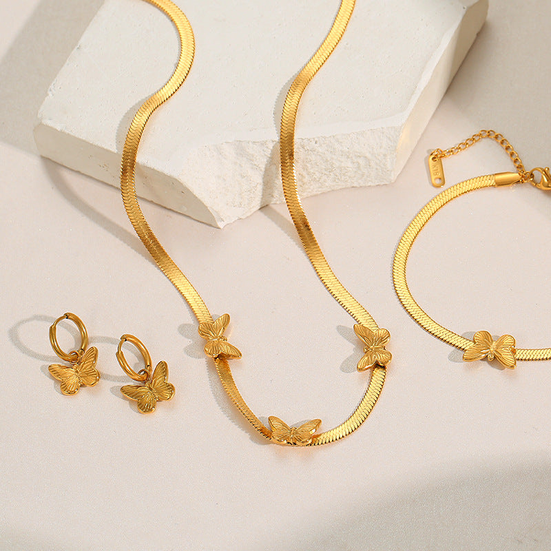 Schmetterlingsarmband Damen 18K Gold Schlangenkette Schmuck