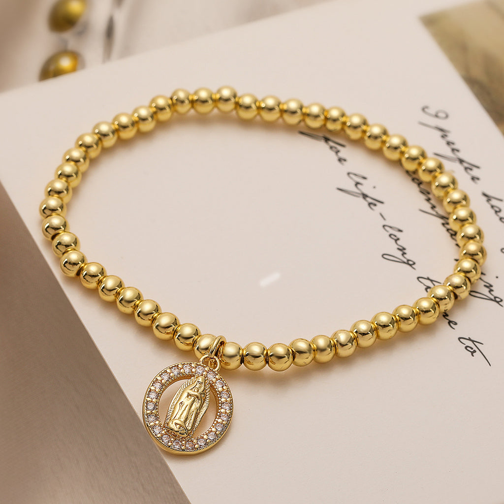 Pulsera con colgante de cruz de María, circonitas incrustadas, personalidad de nicho europeo y americano australiano