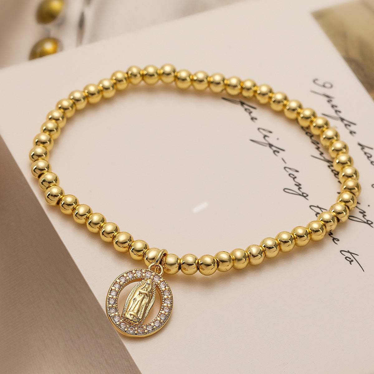 Pulsera con colgante de cruz de María, circonitas incrustadas, personalidad de nicho europeo y americano australiano
