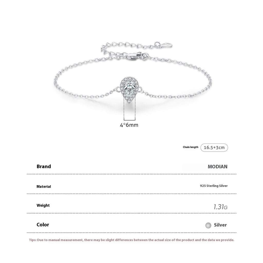 MODIAN MODIAN S925 Sterling Silver Temperamental Elegant Zircon Drop-shaped Diamond Bracelet