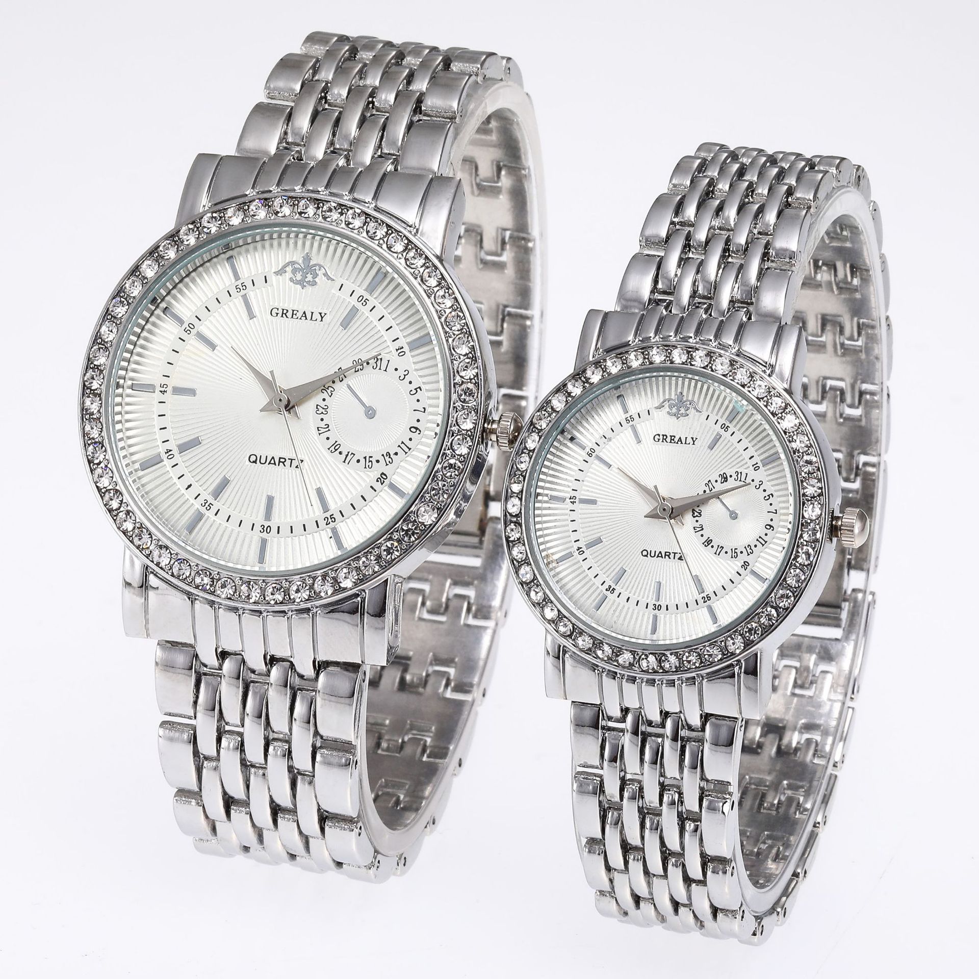 Reloj de pulsera clásico de negocios de lujo con diamantes para parejas