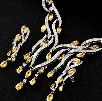 Neues Kristallschmuck Zirkon Schmuckset Quastenanhänger