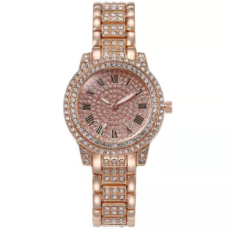 Reloj de pulsera informal con incrustaciones de diamantes para mujer