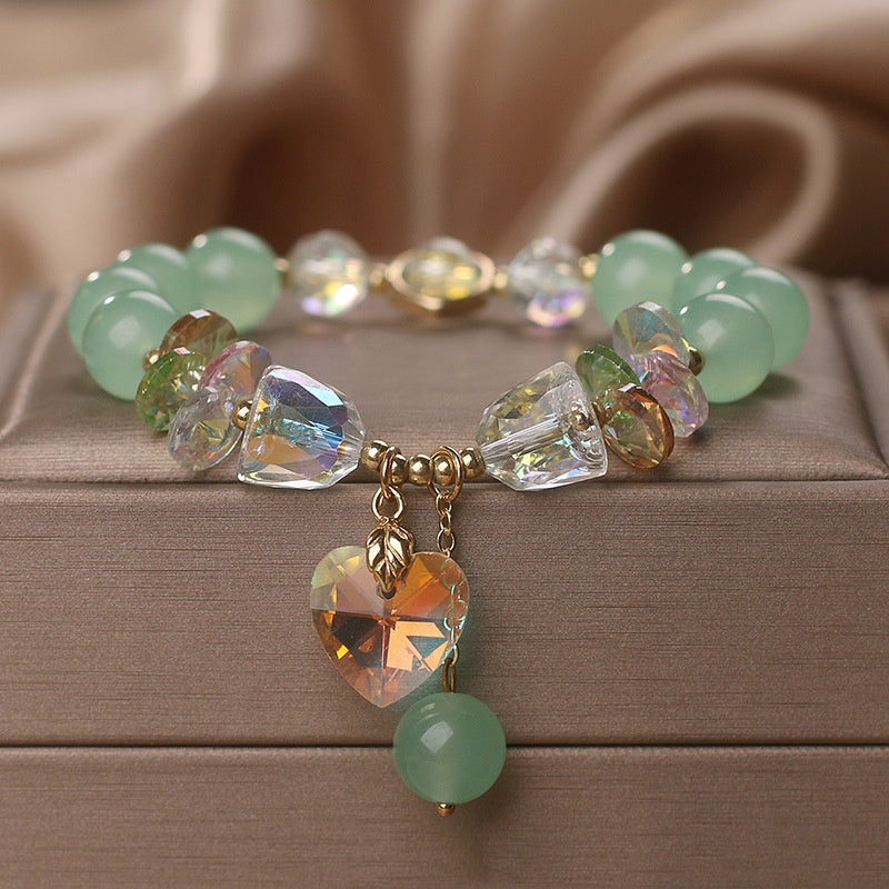 Pulsera de cristal de aguamarina para mujer, moda de lujo asequible