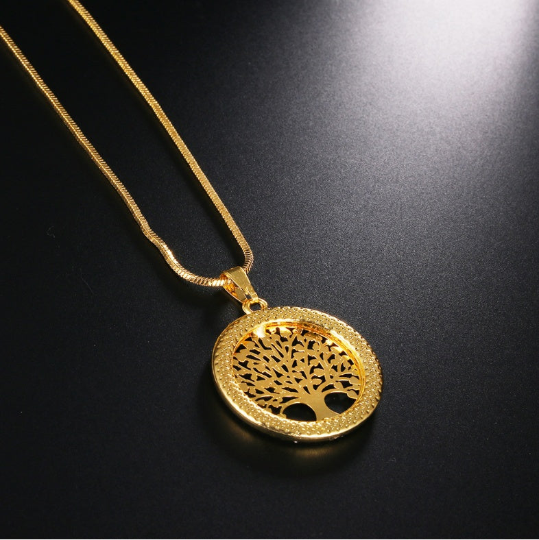 Explosion Models Europe And America Necklace Life Tree Long Necklace Chain Crystal Pendant Long Life Tree Sweater Chain