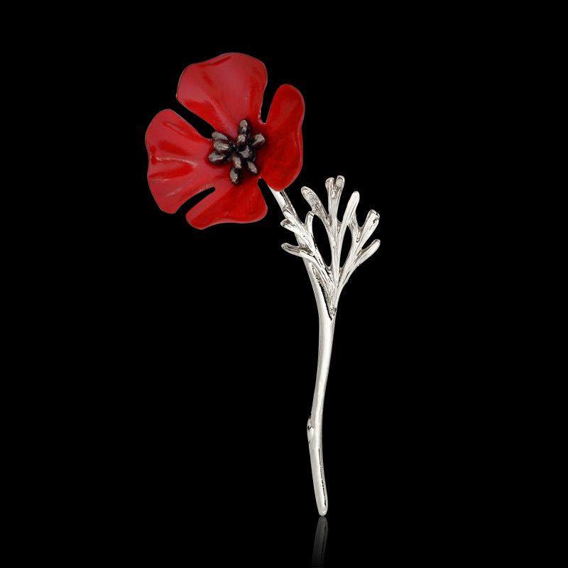 Rote Blumenbrosche