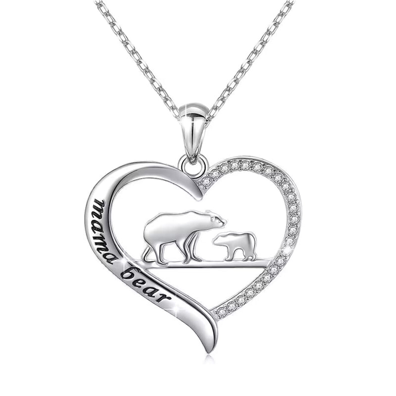 Collar con colgante de corazón de cristal Mama Bear, nueva moda 2023
