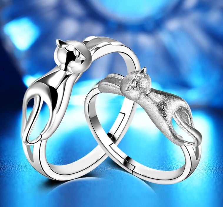 Niedliches Katzen-Schmuckset - Ring - Ohrringe - Halskette