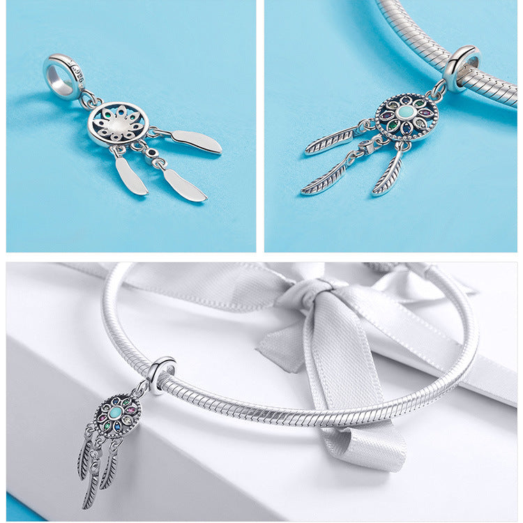 S925 Sterlingsilber Anhänger Feder Anhänger Zubehör
