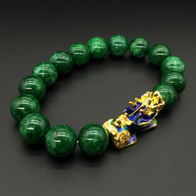 Pulsera Mascota de Calcedonia Verde Termocrómica de 12mm que Cambia de Color con el Calor