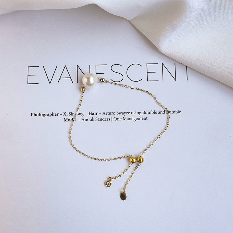 Salzwasserperle Echtes Hanf Einzelarmband 14K Gold