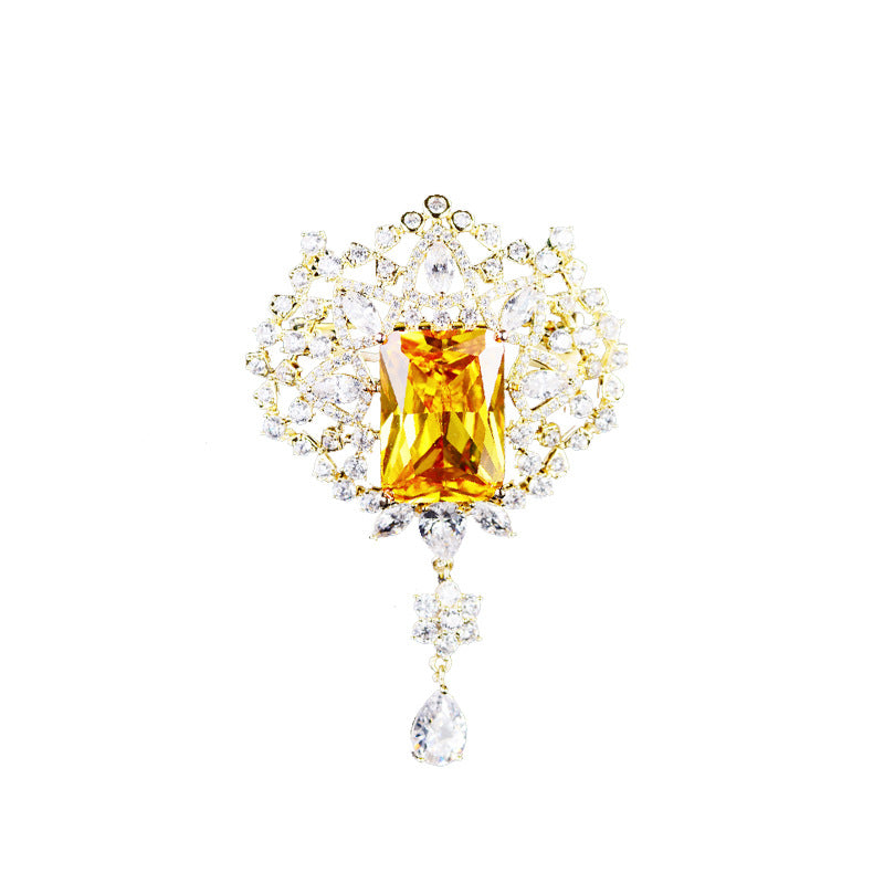 Mode Smaragd Zirkon Brosche Eleganter Stil