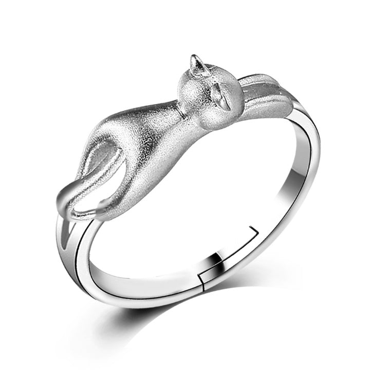 Niedliches Katzen-Schmuckset - Ring - Ohrringe - Halskette