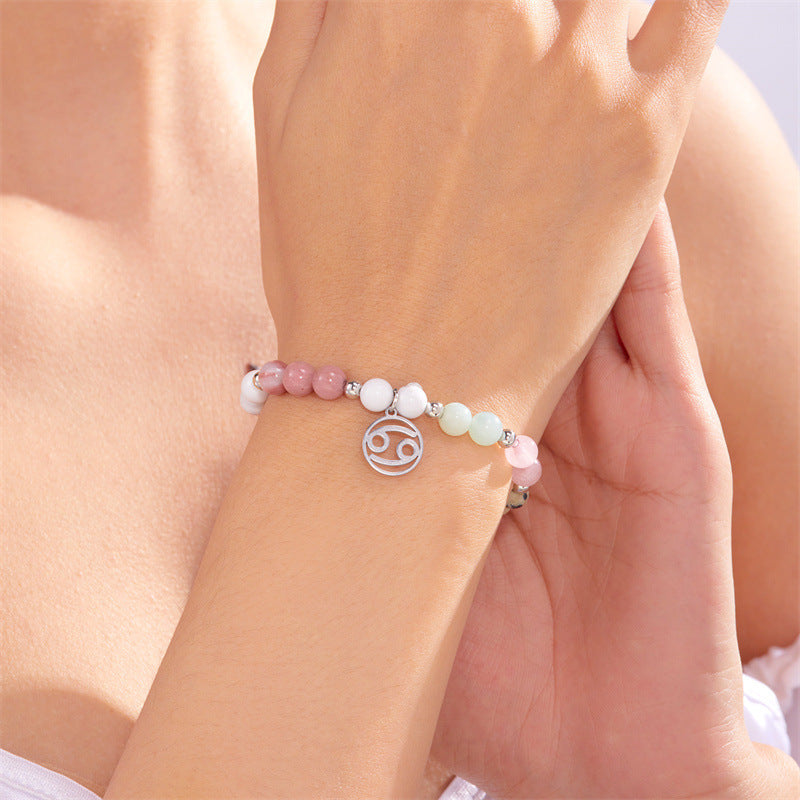Pulsera de amatista con cuentas y doce constelaciones