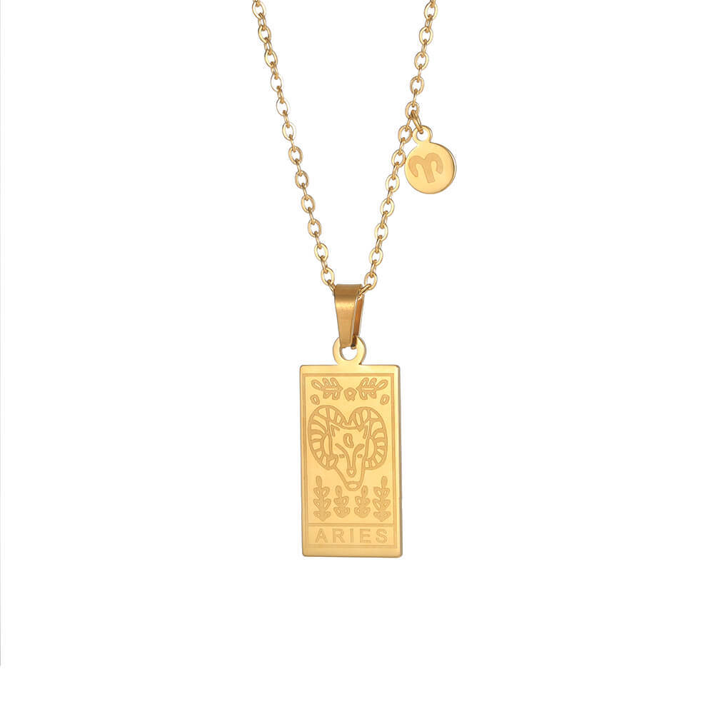 Stainless Steel Constellation Square Constellation Tag Scorpio Couple Necklace