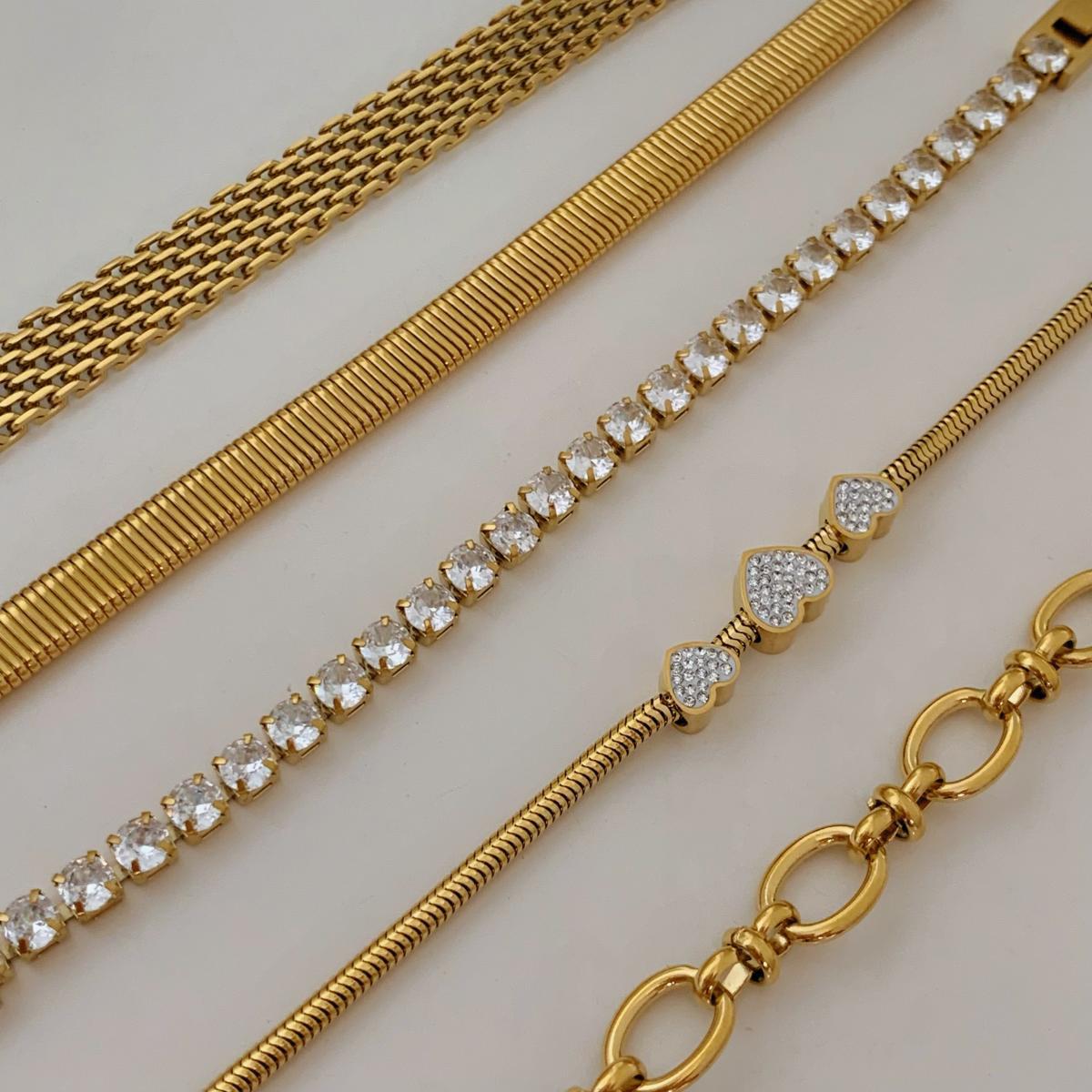 Juego de cinco pulseras retro de plata con cristales en forma de corazón para mujer, joyería de moda con geometría y símbolo infinito ajustable