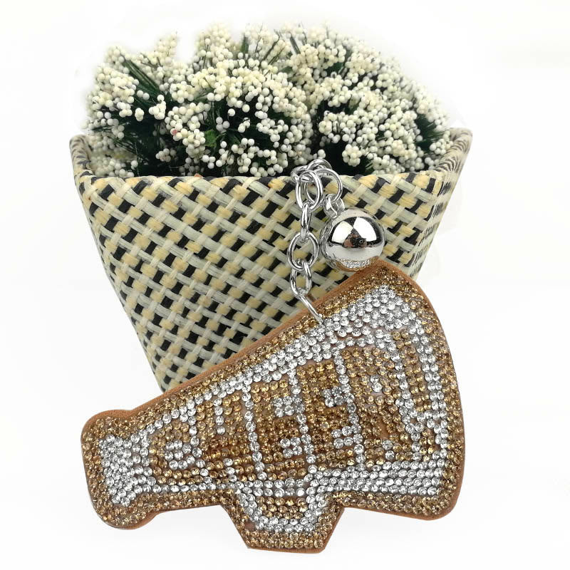 Llavero creativo con letras inglesas de terciopelo coreano y diamantes