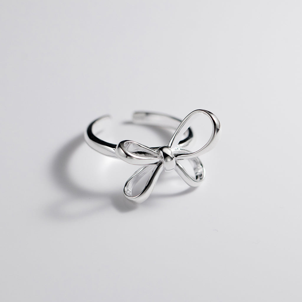 Anillo de plata S925 con lazo, joyería de mujer moderna y de línea sencilla
