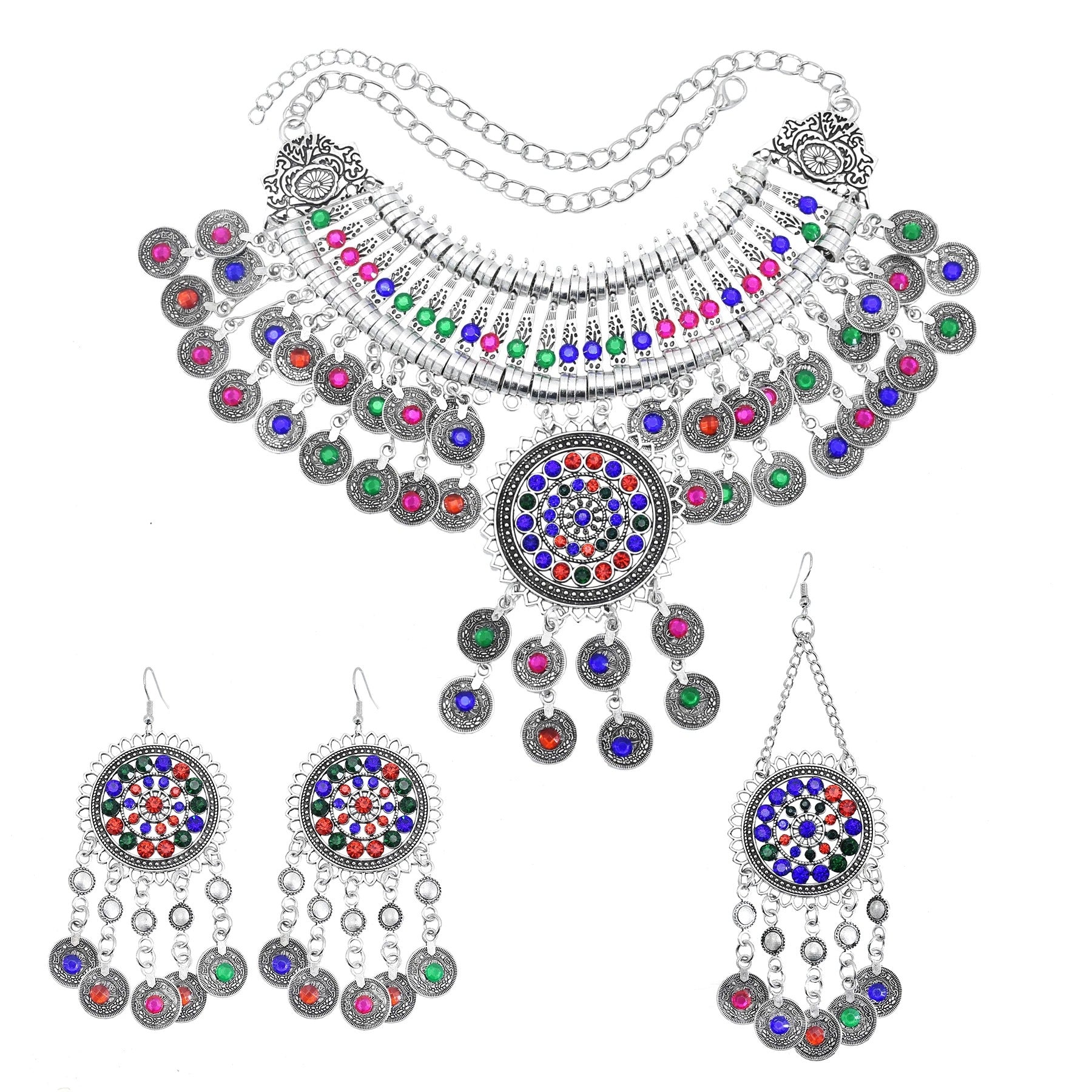 Boho Vintage Halskette Ohrringe Tiara Set