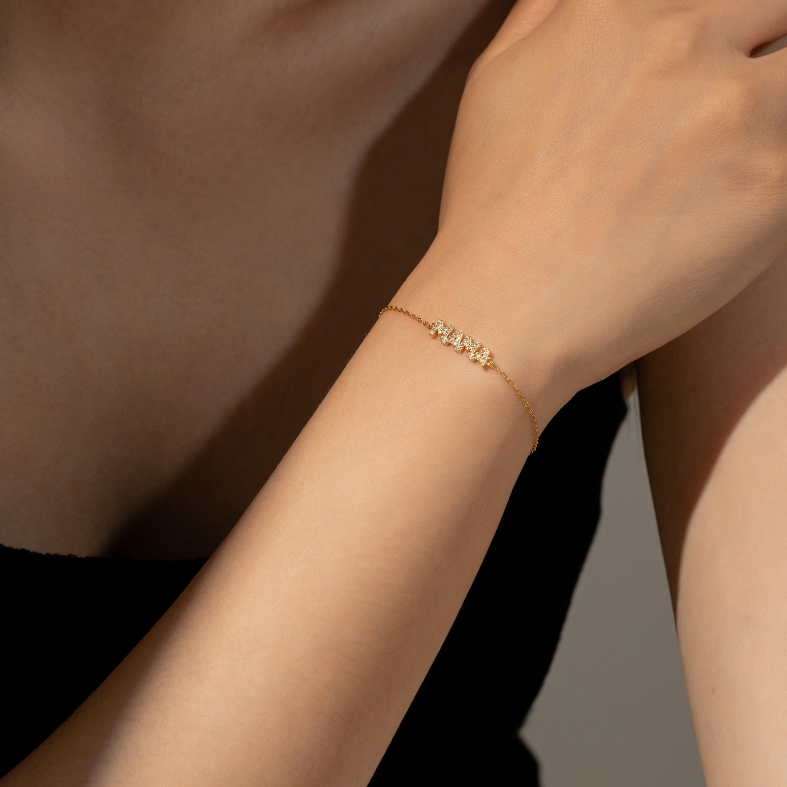 Pulsera de Plata S925 con Letras Inglesas para Mujer, Sencilla y Versátil
