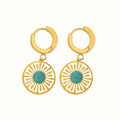 Pendientes huecos redondos geométricos turquesa retro francés