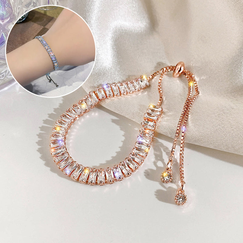 Pulsera de diamantes de imitación, estilo Ins, brillante, ajustable, joyería para mujer