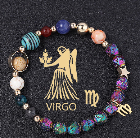 Natural Volcanic Rock Electroplating Twelve Constellations Bracelets