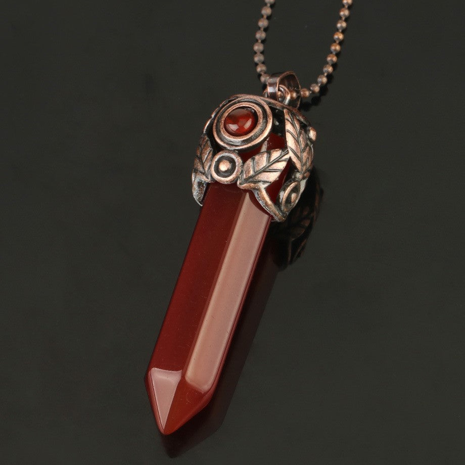 Natürlicher Kristall Hexagon-Säulenanhänger