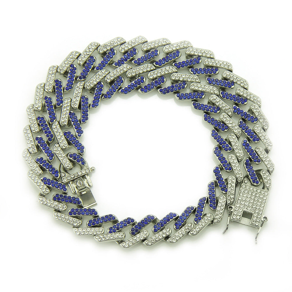 Herrenmode mit farbigen Diamanten, geometrische quadratische kubanische Halskette
