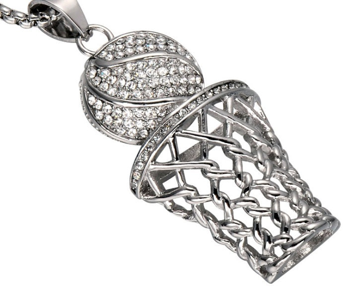 HIP Hop Bling Iced Out Gold Voll Strass Basketball Anhänger Halsketten 316L Edelstahl Sport Halskette für Herren Schmuck