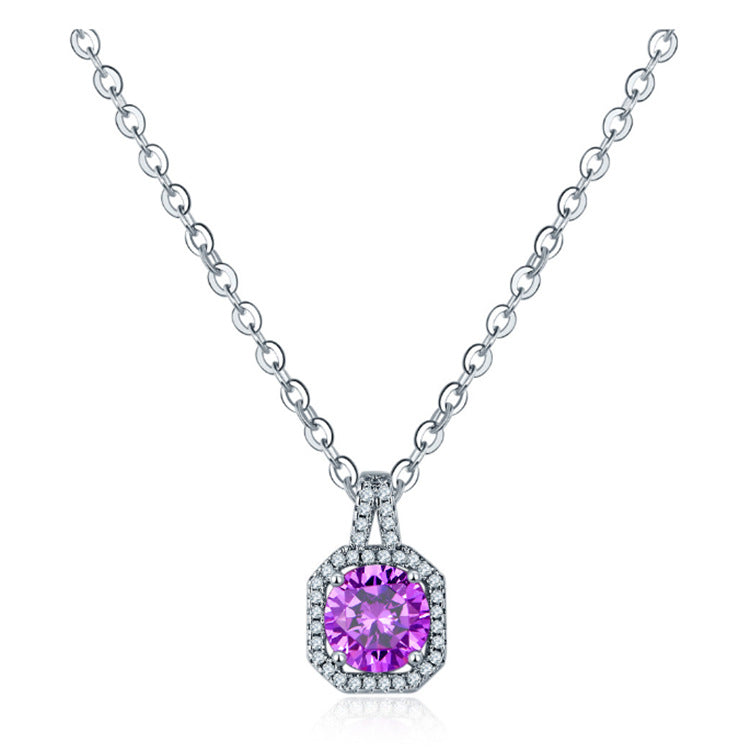 S925 Sterling Silber Mikro-intarsierter Zirkon Anhänger quadratische Diamant Schlüsselbeinkette
