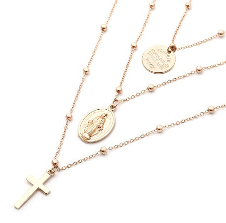 Layer Perlenkette Lang Choker Halskette Frauen Sexy Mode Gold Silber Farbe Runde Kreuz Halsketten & Anhänger Bijoux