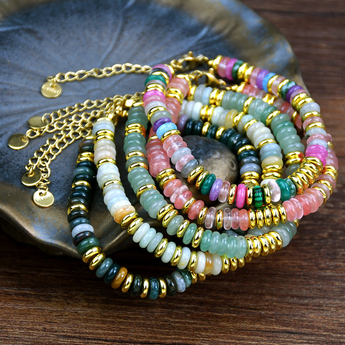 Dopamine Color Natural Stone Beaded Bracelet