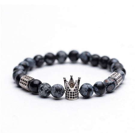 Naturstein Mikro-Krone eingelegtes Kupferarmband weiß Zirkon Armband Perlen Armband Schmuck Handel Stromlieferanten Beschaffung