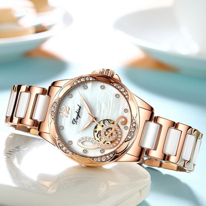 Reloj mecánico automático calado para mujer